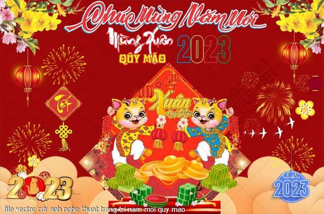 file vector cdr anh nghe thuat trang tri nam moi quy mao